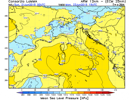 21 GIUGNO 2015 PREVISIONI METEO