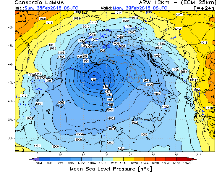 28 FEBBRAIO 2016 PREVISIONI METEO