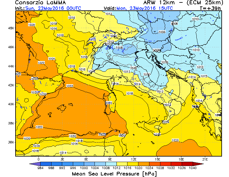 22 MAGGIO 2016 PREVISIONI METEO